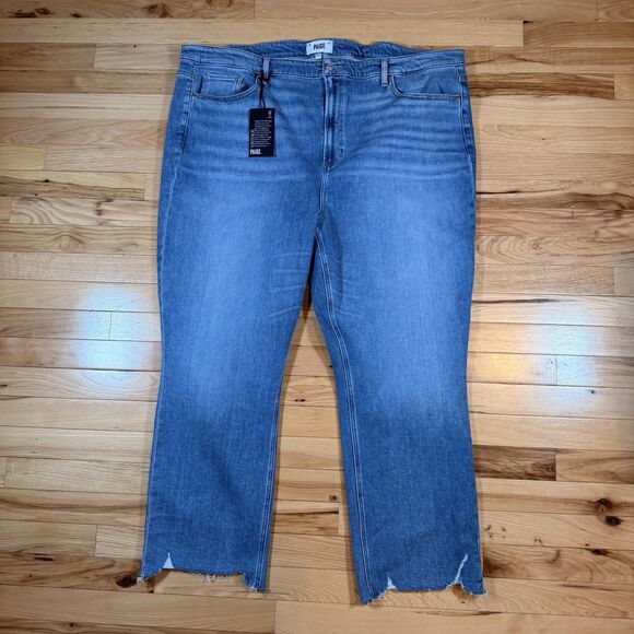 Paige Women's Size 24W Jeans Cindy Raw Hem Med Wash High Rise Classic MSRP $229 - Picture 1 of 11